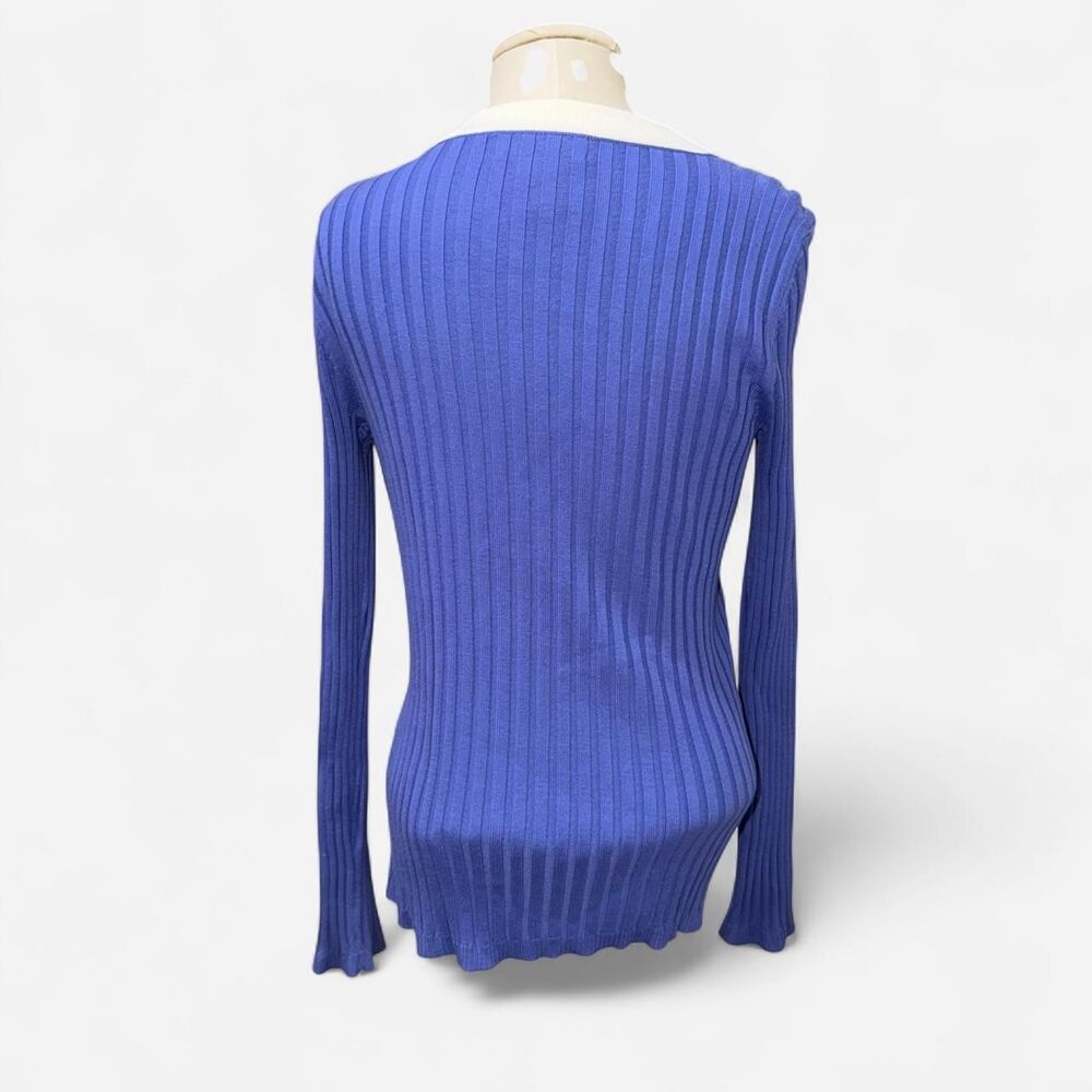 Cable-gauge Women's Blue and Navy Cardigan 2 piece - Picture 3 of 7